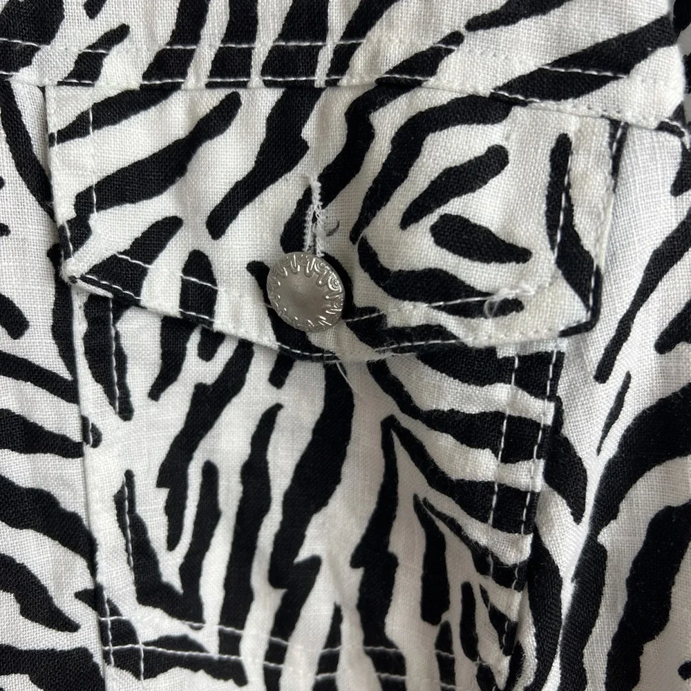 Anthropologie Lucy & Laurel 100% Linen Light Jacket Plus Size 3X‎ Trucker Zebra